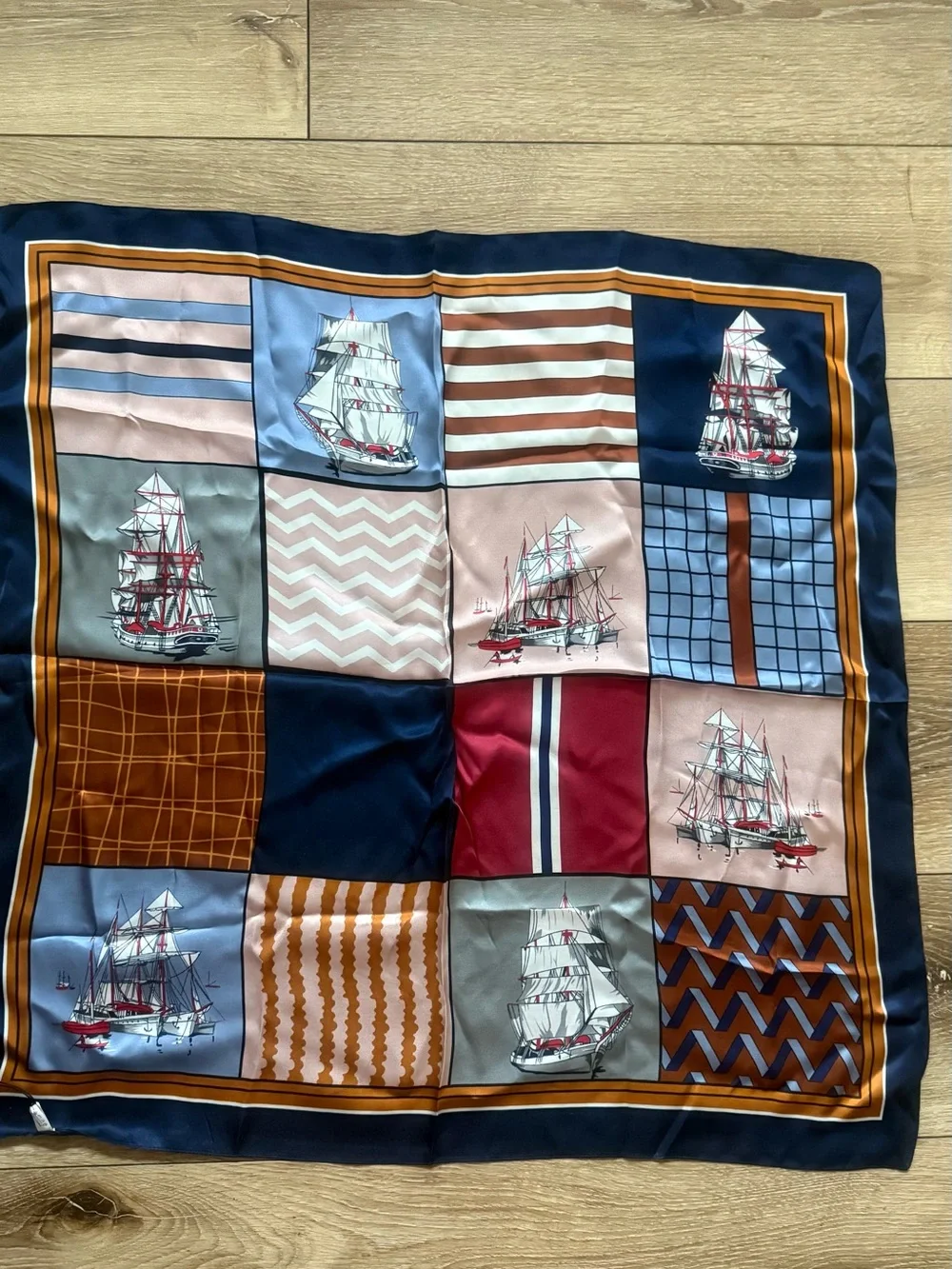 nautical-themed 100% silk scarf